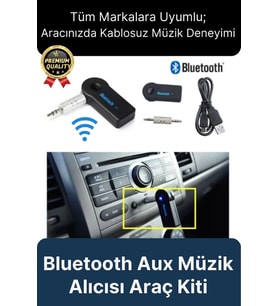 Çok Amaçlı Kablosuz Uyku Modlu 4 Saat Bataryalı Şarjlı Bluetooth Aux Müzik Ses Alıcısı Araç Kiti