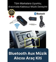Çok Amaçlı Kablosuz Uyku Modlu 4 Saat Bataryalı Şarjlı Bluetooth Aux Müzik Ses Alıcısı Araç Kiti