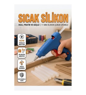40W Sıcak Silikon Tabancası 5 Silikon Çubuk Hediyeli Ergonomik Tasarım