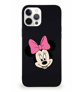 Apple iPhone 12 Pro Max Soft Premier Kapak Minnie Mouse-C Tasarımlı Silikon Kılıf - Siyah (Şeffaf)