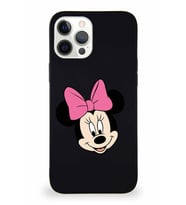 Apple iPhone 12 Pro Max Soft Premier Kapak Minnie Mouse-C Tasarımlı Silikon Kılıf - Siyah (Şeffaf)