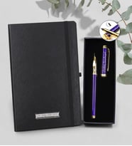 Kişiye Özel Siyah Defter & Lacivert Dolma Kalem Hediye Seti