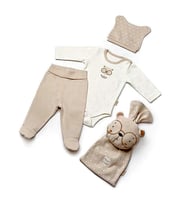 BABYCOSY UNISEX 0-3 AY OYUNCAKLI TAKIM (Bej)