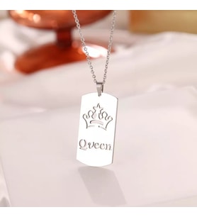 Kişiye Özel 925 Ayar Gümüş Queen Kolye (Gümüş)