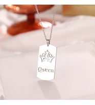 Kişiye Özel 925 Ayar Gümüş Queen Kolye (Gümüş)