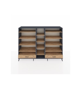 Hyperion Dolap 14 Raflı 2 Çekmeceli  220x44x163 Antrasit-Çam