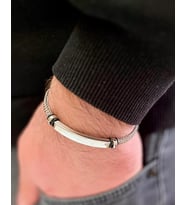 İnce Kordon Çelik Erkek Bileklik 22 cm (Gümüş)