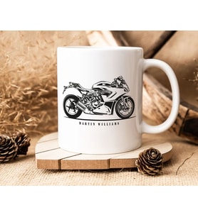 BK Gift Kişiye Özel Motorcu Temalı Beyaz Kupa Bardak-12, Arkadaşa Hediye, Sevgiliye Hediye