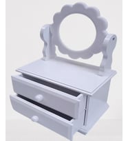 Hobi ADN 90263 Dekoratif Aynalı Makyaj Kutu Ahşap MDF Beyaz Lake MODEL El Yapım