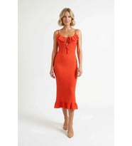 Kadın Kolsuz Bodycon Maxi Elbise Fırfırlı Yaka Detaylı Örme Kumaş Astarsız Günlük Rahat Modern Şık