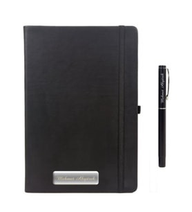 İsme Özel Lastikli Siyah Defter ve Siyah Kalem Seti