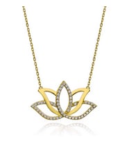 Aya Diamond Gümüş Gold Lotus Çiçeği Kadın Kolye