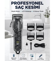 Lexroo Profesyonel Erkek Tıraş Makinesi Güçlü Motorlu LCD Göstergeli 1800 mAh Bataryalı USB Şarjlı