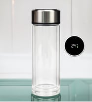 Derece Göstergeli Çift Cidarlı 300ml Cam Matara