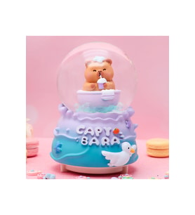 Capybara Büyük Boy Kar Küresi Işıklı, Müzikli, Püskürtmeli, Mavi, 16X12
