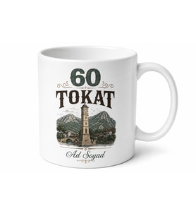 Tokat Plakalı Seramik Hediyelik Kupa Bardak - 60 Plaka Özel Tasarım Hediye