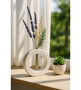 El Yapımı Halka Formlu Modern Vazo – Spiral Beton Tasarım (12,5×11 Cm)