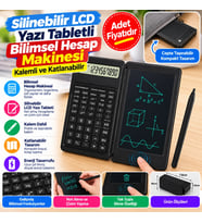 Mey İthalat® Silinebilir LCD Yazı Tabletli,Kalemli Katlanabilir Bilimsel Hesap Makinesi