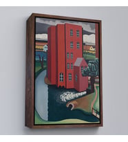 Çerçeveli Auguste Herbin - Kırmızı Ev Tablosu -The Red House (Altın)