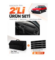ROVER 214 (1989-1999) Uyumlu Torpido Örtüsü + Tay Tüyü Bagaj Çantası + Sticker Seti - Siyah
