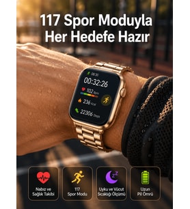 Sağlık Takipli Akıllı Saat 117 Spor Modlu AMOLED Ekran