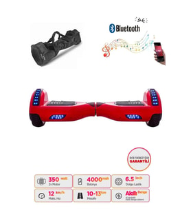 Citymate Elektrikli Kaykay Hoverboard Full Ledli Bluetooth Hoparlörlü 6.5 Inch Çanta Hediyeli Kırmızı