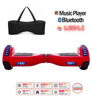 Citymate Elektrikli Kaykay Hoverboard Full Ledli Bluetooth Hoparlörlü 6.5 Inch Çanta Hediyeli Kırmızı