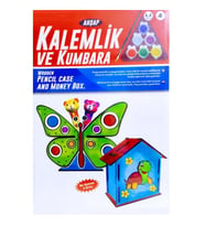 VIP KALİTE MAKET AHŞAP KALEMLİK AHŞAP KUMBARA SETİ 6 AKRİLİK BOYA SETİ AHŞAP KELEBEKLİ KALEMLİK SETİ