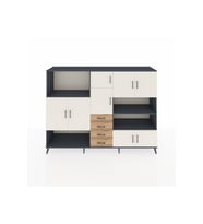 Hyperion Dolap 9 Raflı 4 Çekmeceli 8 Kapaklı 220x44x163 Antrasit-Aytaşı/Çam