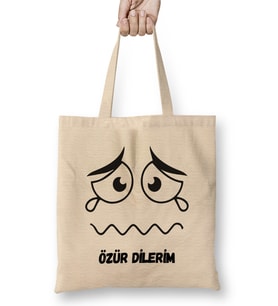 Özür Dilerim Komik Özür Mesajı Bez Çanta Uzun Saplı