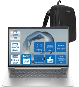 Hp Elitebook 6 G1I Intel® Core Ultra 7 255U 80GB Ddr5 512GB SSD 14" Wuxga (1920 x 1200), IPS 400 Nits  Freedos Taşınabilir Bilgisayar C9XW2ETF22+ZETTAÇANTA