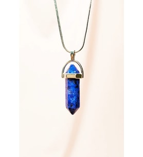 Lapis  Lazuli Doğal Taşı Zincirli El Yapımı Tasarımlı Kolye Uç: 3,5 cm Zincir: 20 cm Kutulu