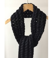 El Örgüsü % 40 Yün Siyah Unisex Atkı
