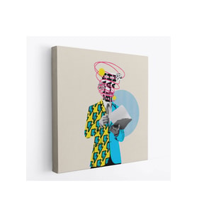 Çizgi Roman Kahramanı Kahvesini Yudumluyor Pop Art Kanvas Tablo-5800