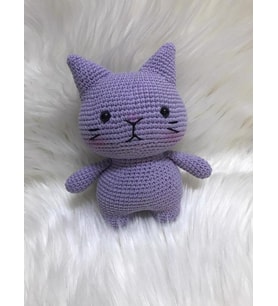Mor Miniş Pisi Uyku Arkadaşı Amigurumi Organik Oyuncak