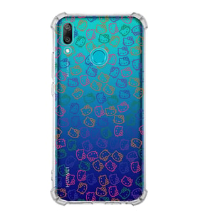 Huawei Y9 2019  Köşe Korumalı Antişok Kapak Hello Kitty Tasarımlı Şeffaf  Kılıf