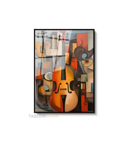 Dikey Çerçeveli Cam Cello Muzik Modern Ev Dekoru Duvar Sanatı Ev Ofis Tablosu (Siyah)