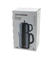 FRESCO SİYAH ELEKTRİKLİ ÇAY MAKİNESİ ÇAYCI SET 1.7LT SU ISITICI + 1.2LT DEMLİK PASLANMAZ ÇELİK GÖVDE