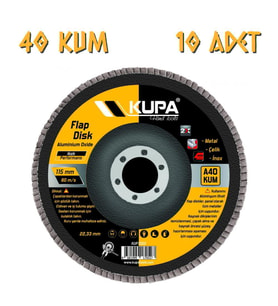 Kupa Katlı Flap Disk Zımpara A40 Kum - 10 Adet (Sarı)