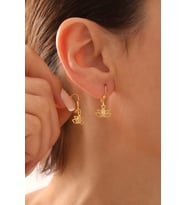 Gümüş Lotus Çiçeği Küpe 925 Ayar Gümüş Küpe