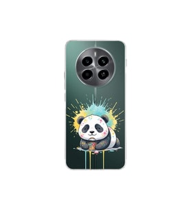 Realme 12 4G ile Uyumlu Splash Panda Tasarımlı Şeffaf Silikon Kılıf