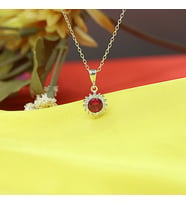 Kırmızı Beyaz Taşlı Minimal Anturaj Yuvarlak Gümüş Kolye