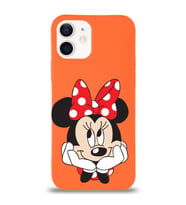 Apple iPhone 12 Uyumlu Lansman Kılıf Minnie Mouse Tasarımlı Altı Kapalı İçi Kadife Kaplı  Kapak (Şeffaf)