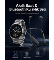 Alarm Ve Titreşim Özellikli Akıllı Saat Ve Mikrofonlu Kablolu Bluetooth Kulaklık 60 Saat
