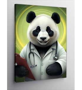 Kanvas Tablo Doktor Kıyafetli Panda