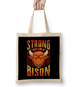 Fierce Strong Like A Bison Wild Animal Strength Bez Çanta Uzun Saplı
