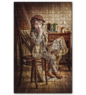 Cakapuzzle Gazete Okuyan Kasketli Çocuk Puzzle Yapboz MDF (Ahşap) (120 Parça)
