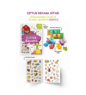 Çiftlik Boyama Kitabı - Oyun Hamuru, Oyuncak ve Çıkartma Hediyeli