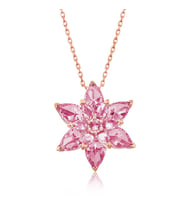 925 Ayar Gümüş Rose Pembe Lotus Çiçeği Kolye