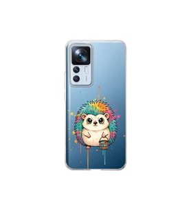 Xiaomi Mi 12T ile Uyumlu Splash Kirpi Tasarımlı Şeffaf Silikon Kılıf